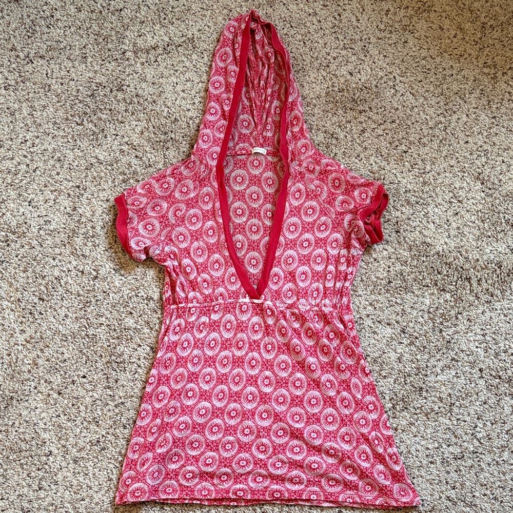 Maurices Red Patterned Blouse